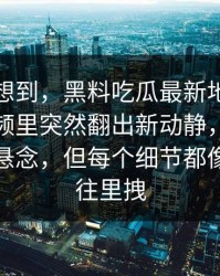 谁都没想到，黑料吃瓜最新地址会在这条视频里突然翻出新动静，不是故意制造悬念，但每个细节都像在把人往里拽