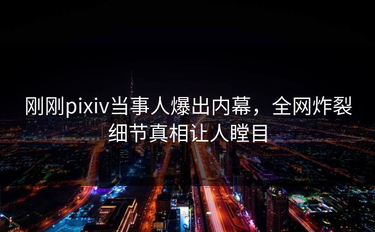 刚刚pixiv当事人爆出内幕，全网炸裂细节真相让人瞠目