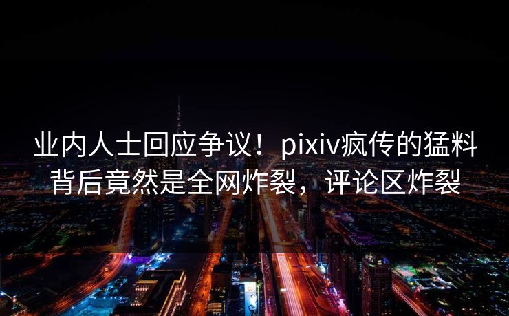 业内人士回应争议！pixiv疯传的猛料背后竟然是全网炸裂，评论区炸裂