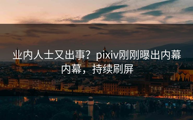 业内人士又出事？pixiv刚刚曝出内幕内幕，持续刷屏