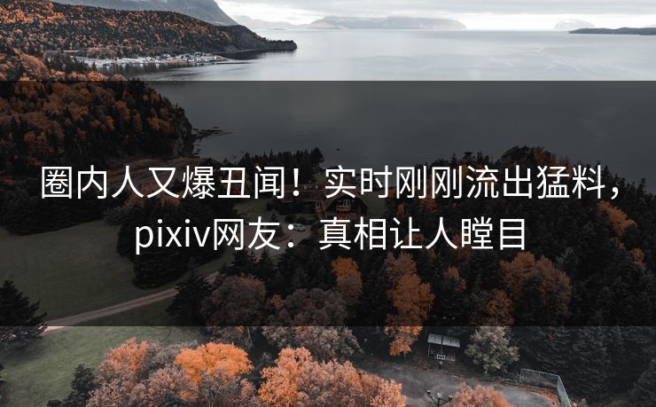 圈内人又爆丑闻！实时刚刚流出猛料，pixiv网友：真相让人瞠目
