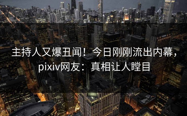 主持人又爆丑闻！今日刚刚流出内幕，pixiv网友：真相让人瞠目