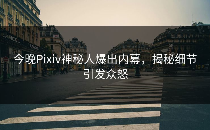今晚Pixiv神秘人爆出内幕，揭秘细节引发众怒