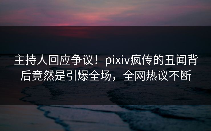 主持人回应争议！pixiv疯传的丑闻背后竟然是引爆全场，全网热议不断
