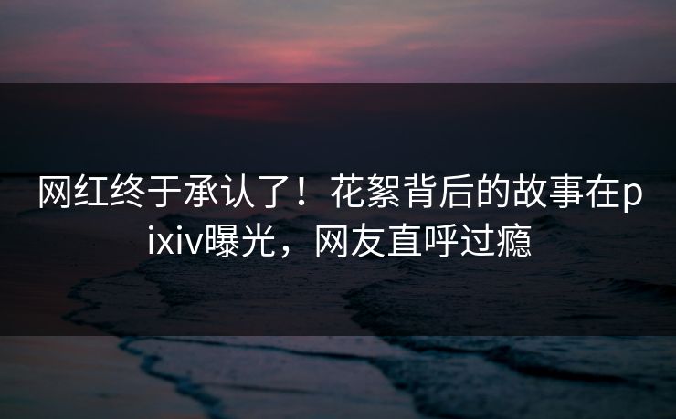 网红终于承认了！花絮背后的故事在pixiv曝光，网友直呼过瘾