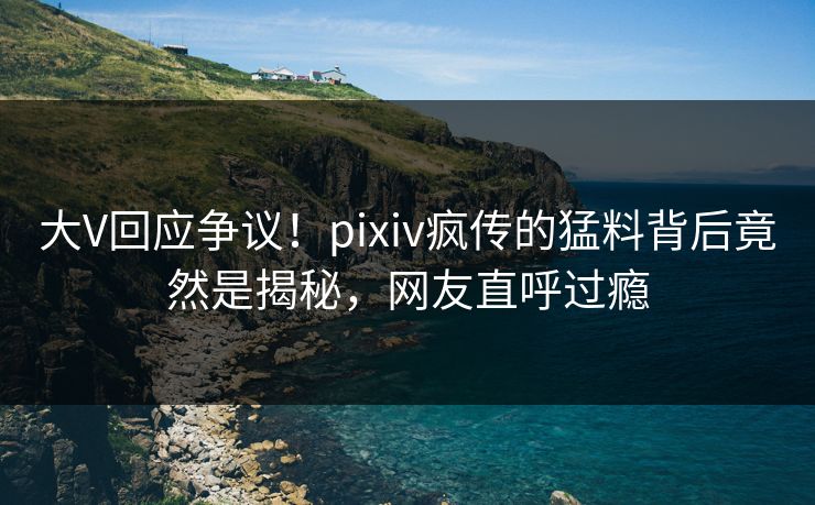 大V回应争议！pixiv疯传的猛料背后竟然是揭秘，网友直呼过瘾