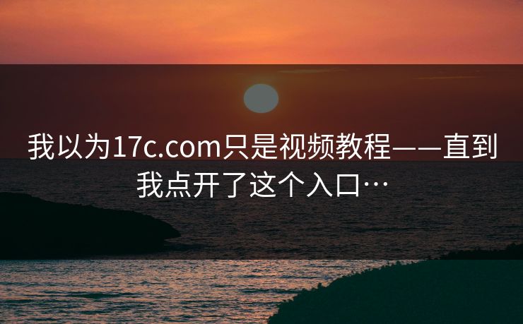 我以为17c.com只是视频教程——直到我点开了这个入口…