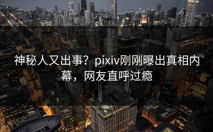 神秘人又出事？pixiv刚刚曝出真相内幕，网友直呼过瘾